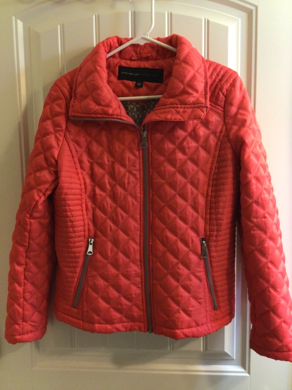 Marc New York Puffer Jacket Women's Coral Quilted Full Zip Mock Neck